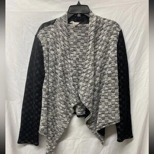 Loft black mixed media Wrap Sweater large